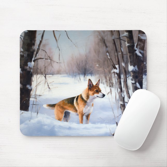 Mousepad Basenji Deixe Nevar Natal  (Com mouse)