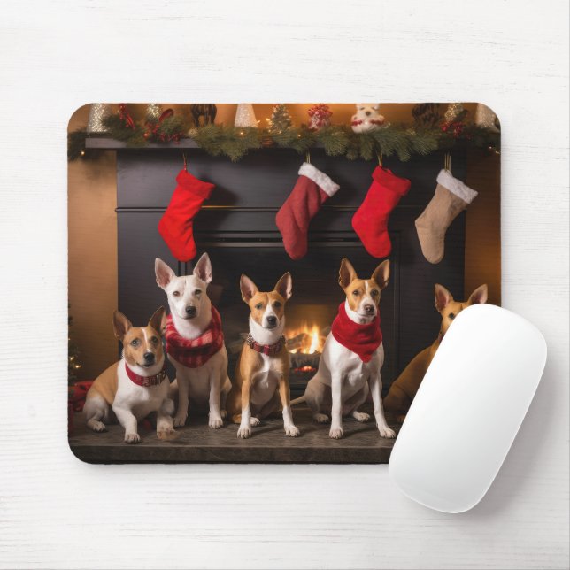 Mousepad Basenji pelo Natal da Lareira (Com mouse)