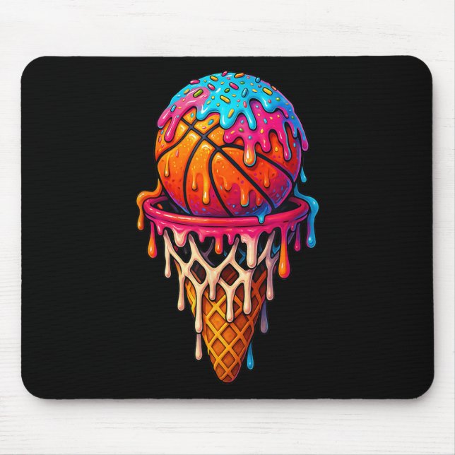 Mousepad Basketball Ice Cream Drip For Boys Girls Youth Bas (Frente)