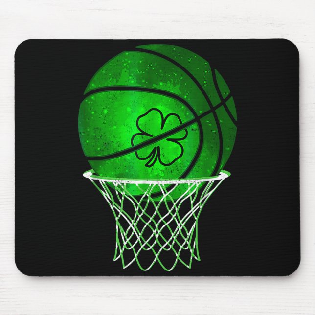 Mousepad Basketball Shamrock Lucky Clover Irish St Patrick' (Frente)