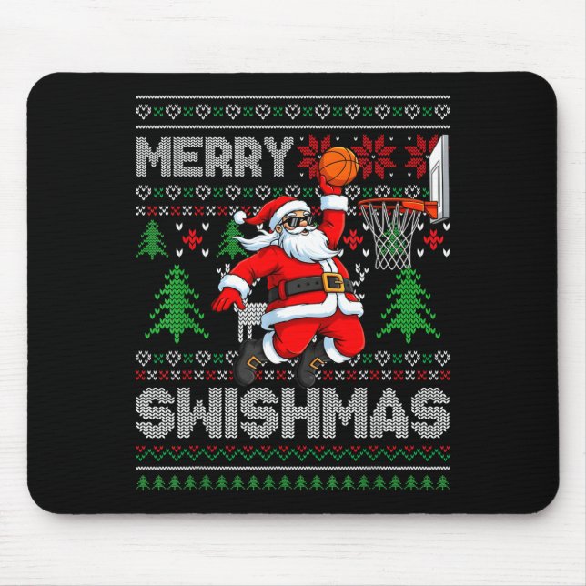 Mousepad Basquete Alegre Natal Feliz Roupas de Natal Feias  (Frente)