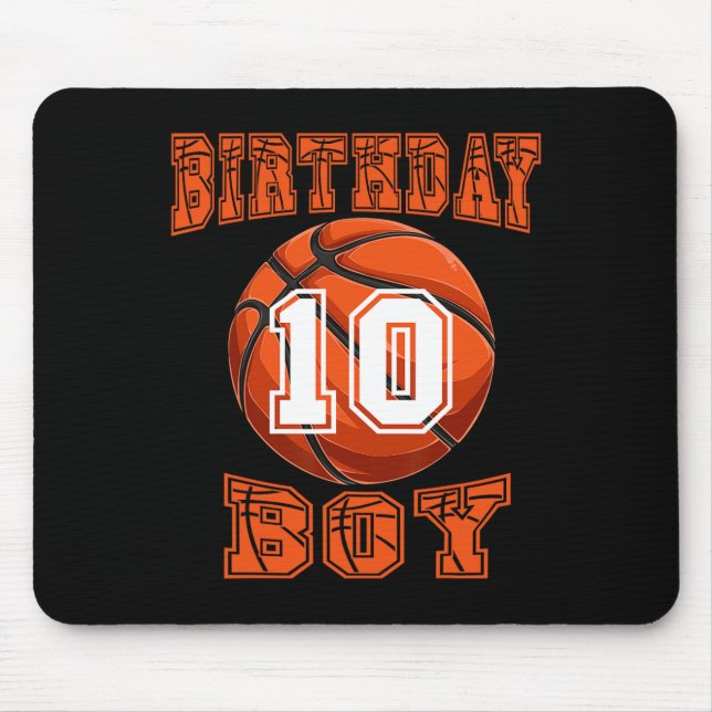 Mousepad Basquete - Birthday Boy 10 Year 10th Birthda (Frente)
