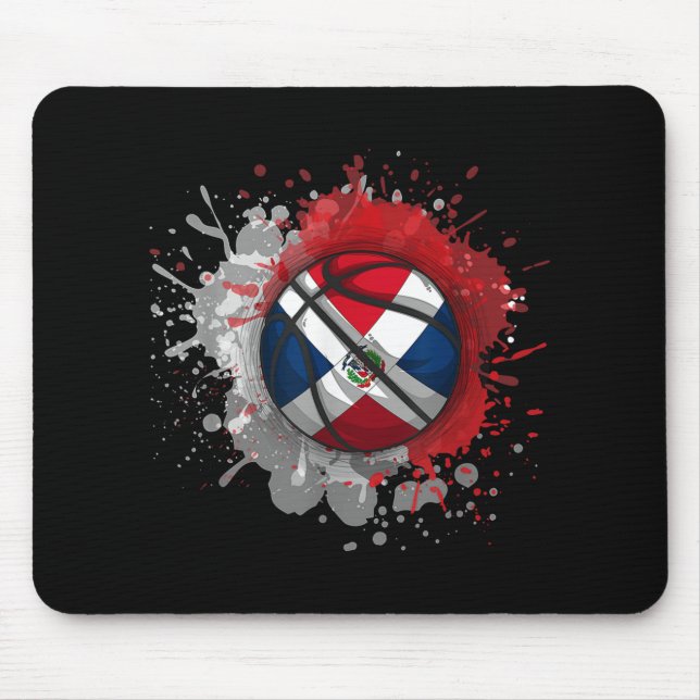 Mousepad Basquete Com Bandeira Da República Dominicana (Frente)