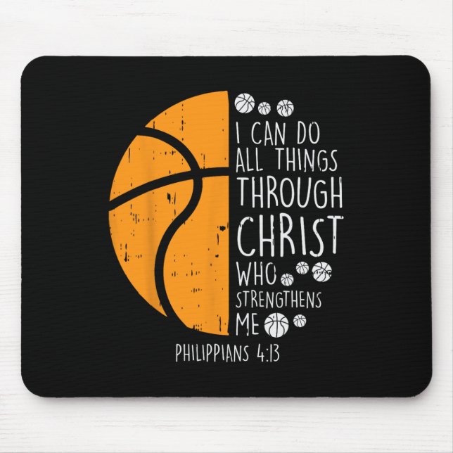 Mousepad Basquete Eu Posso Fazer Coisas Bíblia Verso Deus J (Frente)