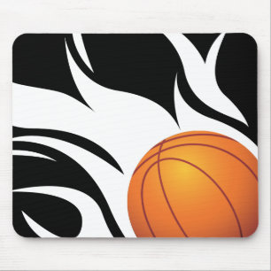 Mousepad Basquetebol flamejante preto e branco