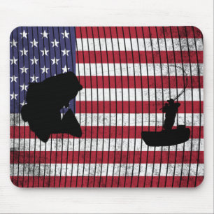 Mousepad Bass e pescador sobre a pesca de pavilhão america