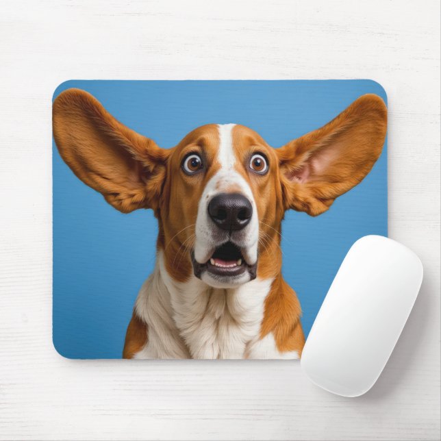 Mousepad Basset Hound Surpreso (Com mouse)