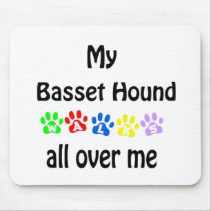 Mousepad Basset Hound Walks Design