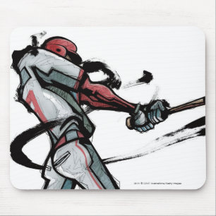 Mousepad Bastão de balanço do jogador de beisebol, vista