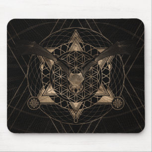 Mousepad Bastão na geometria sagrado - preto e ouro