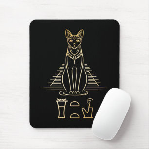 Mousepad Bastet com nome em hieroglifos e na Pirâmide do Eg
