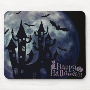Mousepad Bastões do Dia das Bruxas e casa assustadores