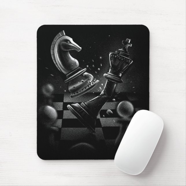 Mousepad Batalha Dramática do Xadrez - Cavaleiro vs Cavalo (Com mouse)