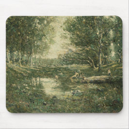 Mousepad Bathers in Green Woodland Landscape (Arte Vintage)