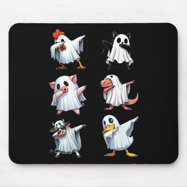 Mousepad Batidos Animais Fazenda Halloween Fantasma Engraça (Frente)