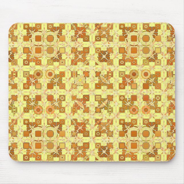 Mousepad Batik tribal - amarelo, marrom dourado e tan (Frente)