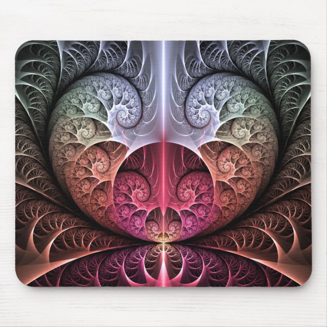 Mousepad Batimento cardíaco, Arte fractal abstrata surreal  (Frente)