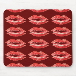 Mousepad Batom vermelho do beijo dos lábios