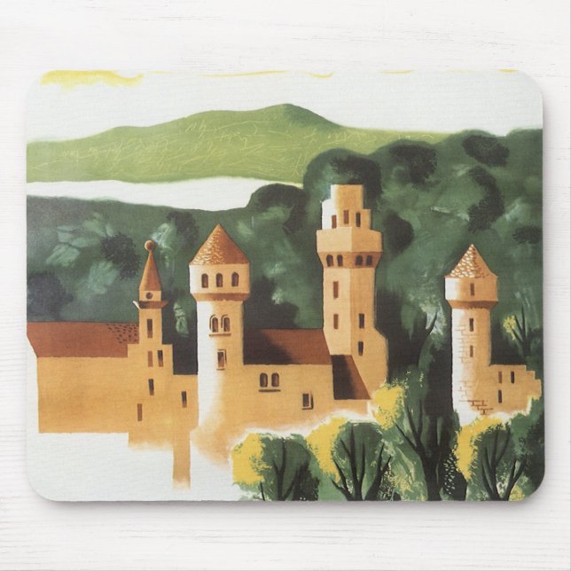 Mousepad Baviera, Alemanha, Arte de Viagem Antiga de Castel (Frente)