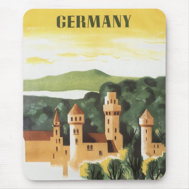 Mousepad Baviera, Alemanha, Castelo Alemão Arte de Viagem A (Frente)