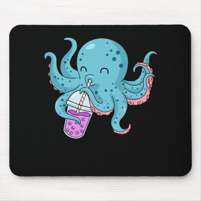 Mousepad Bble Tea Gift Kids Octopus Boba Tea Bubble Tea (Frente)
