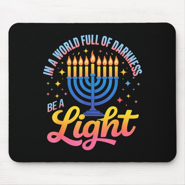 Mousepad Be A Light Happy Hanukkah Menorah Jewish Gift  (Frente)