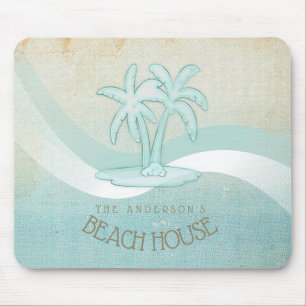 Mousepad Beach House Palm Trees Aqua ID623