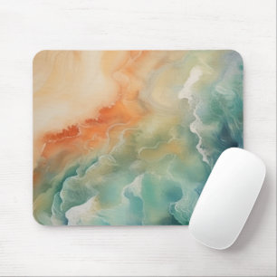Mousepad Beach Ocean Waves Teal Aqua Sandy Orange