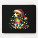 Mousepad Beagle Christmas Lights Santa Hat Dog Lover<br><div class="desc">Beagle Christmas Lights Santa Hat Dog Lover</div>