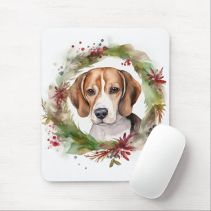 Mousepad Beagle Christmas Wreath Festivo Pup