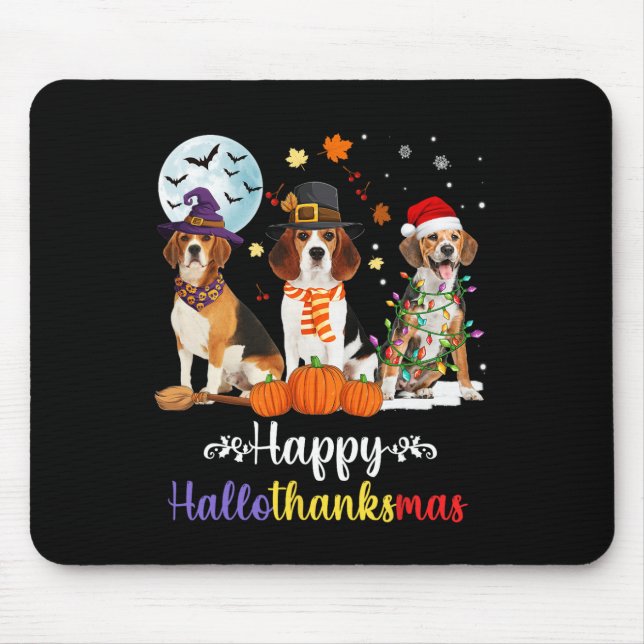 Mousepad Beagle Dog Halloween Feliz Natal Halloth (Frente)