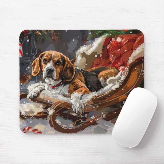 Mousepad Beagle Dog Natal Festivo (Com mouse)
