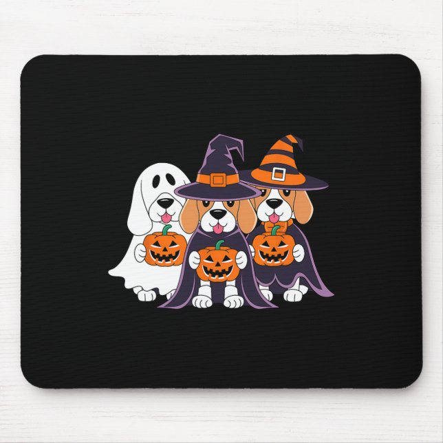 Mousepad Beagle Ghost Pumpkin Halloween Design Para Amor De (Frente)