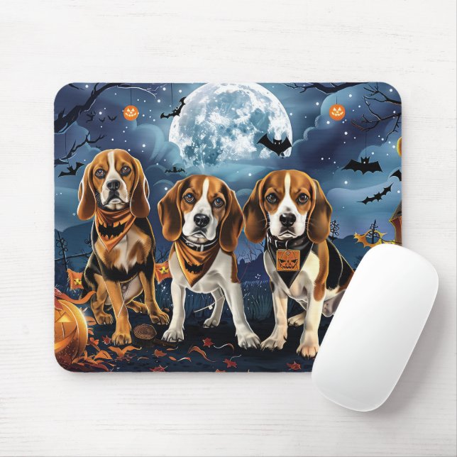 Mousepad Beagle Halloween Spooky (Com mouse)