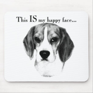 Mousepad Beagle Happy Face; Beagle Feliz; Beagle Grumpy