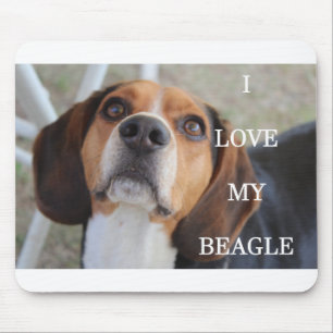 Mousepad beagle love w pic black red white
