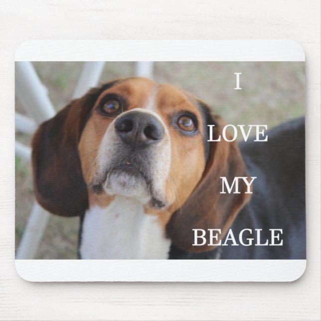 Mousepad beagle love w pic black red white (Frente)
