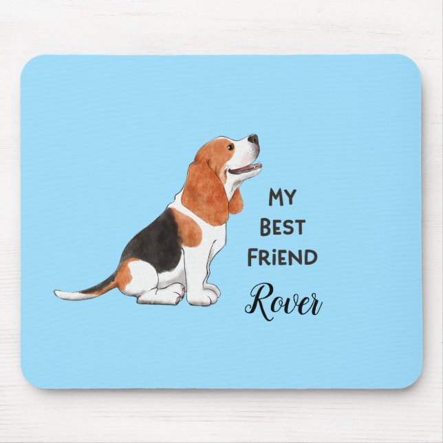 Mousepad Beagle Meu Melhor Amigo Nome Personalizado De Cach (Frente)