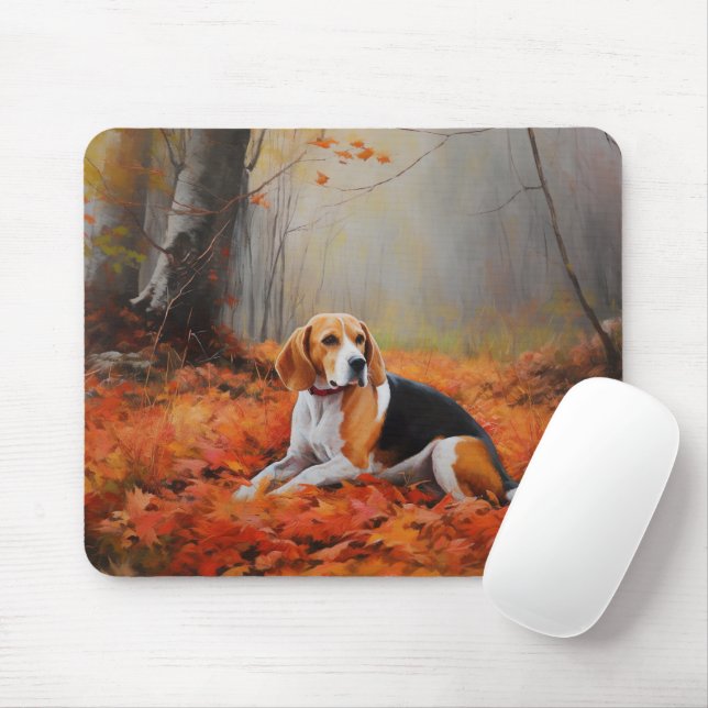 Mousepad Beagle no outono deixa cair inspiração (Com mouse)