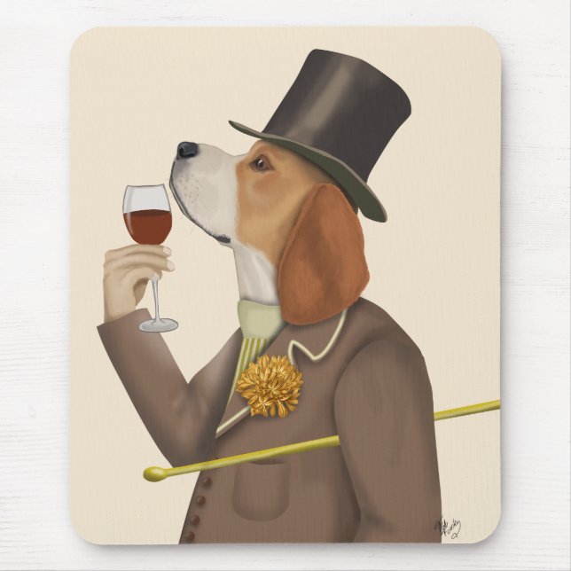 Mousepad Beagle Wine Snob (Frente)