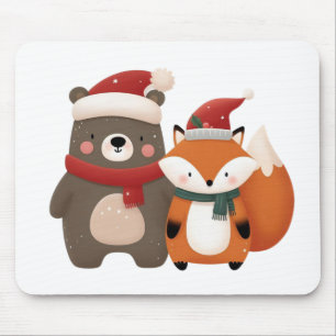 Mousepad Bear e Raposa Cubra de Natal/Inverno