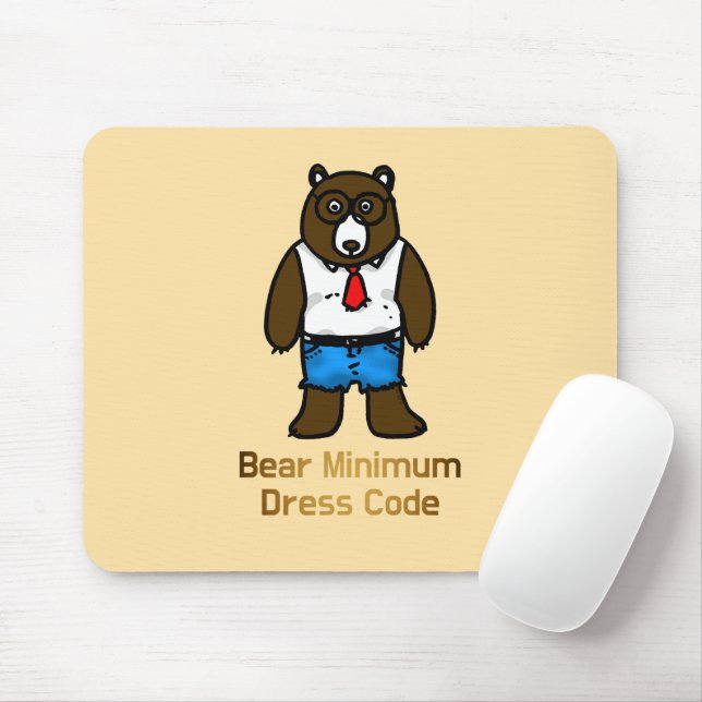 Mousepad Bear Mínimo Engraçado Escritório Arte Pun (Com mouse)