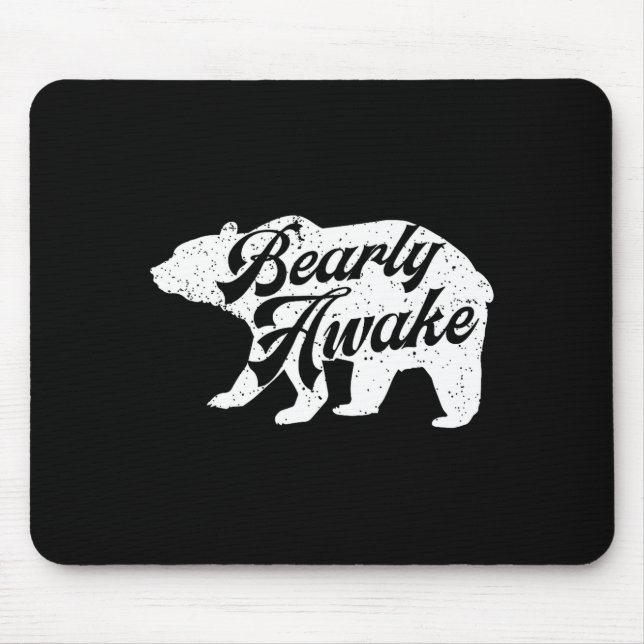 Mousepad Bearly Awake Bear. Funny Bear Christmas Pajamas Gi (Frente)