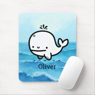Mousepad Bebê Baleia Adorável - Arte de Linha de Criatura M