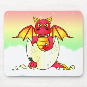 Mousepad Bebê bonito do dragão em ovo rachado -