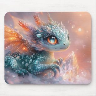 Mousepad Bebê Dragão Adorável com Gema de Cristal: Arte Fan