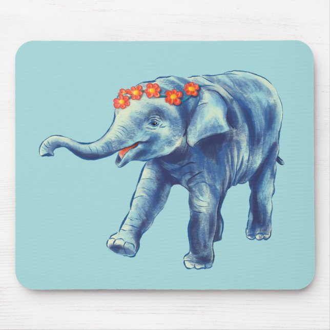 Mousepad Bebê Elefante Cujo Azul É Menino (Frente)