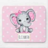 Bebê-Elefante Rosa-Gelado com Orelhas de Bolinhas