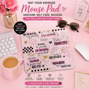 Mousepad Bebê Fofo Rosa Citações Inspiradoras de Amor-Própr