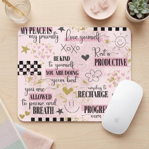 Mousepad Bebê Fofo Rosa Citações Inspiradoras de Amor-Própr